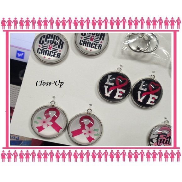 5/$20 Breast Cancer Awareness Interchangeable Charm Earrings-5 Pairs in Set - Picture 4 of 7